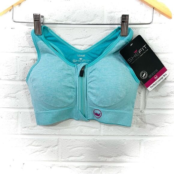 NWT Shefit Perfect Lounge Bra Mint Marble with Front Zipper Size XS - Picture 1 of 5